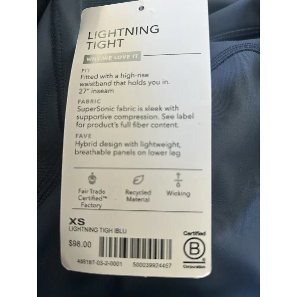 NEW TAGS Athleta Lightning Tight 7/8 Tight Yoga Fitness Pant Women's XS Iblu $98